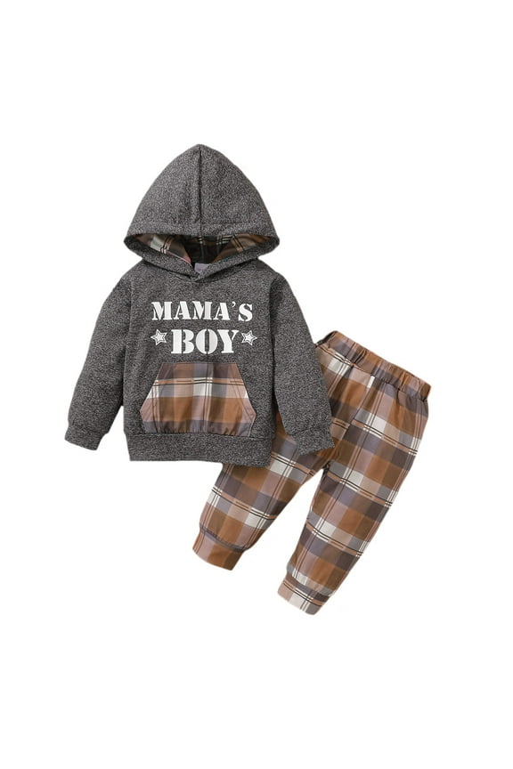 2T Baby Boys Outfit 3T Boys 2PCS Fall Winter Clothing Set Letter Print Toddler Boys Long Sleeve Hoodie Top Pants Set Gray