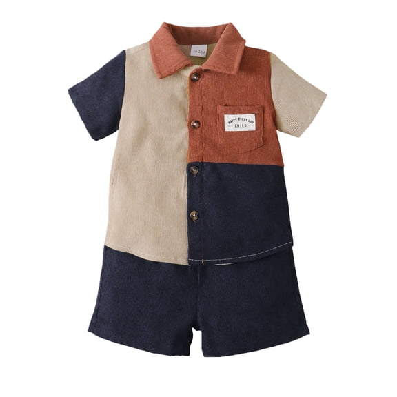 2T Baby Boys Outfits 3T Boys 2PCS Summer Short Set Toddler Boys Short Sleeve Lapel Top Shorts Set Blue