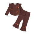thumbnail image 1 of 2T Baby Girls Clothes 3T Girls 2PCS Fall Winter Outfits Set Cute Bowknot Toddler Girls Long Sleeve Top Pants Set Brown, 1 of 8