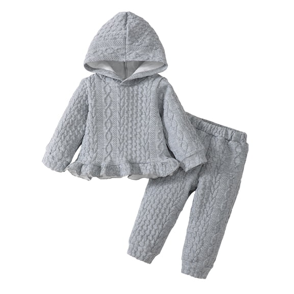2T Baby Girls Clothes 3T Girls 2PCS Hoodie Outfits Set Solid Color Toddler Girls Long Sleeve Top Pants Set Gray
