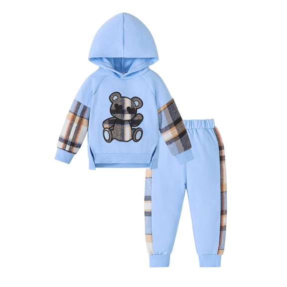 2T Baby Girls Clothes 3T Girls 2PCS Hoodie Outfits Set Toddler Girls Long Sleeve Top Pants Set Blue