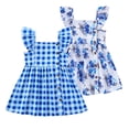 thumbnail image 1 of 2T Baby Girls Dress 3T Girls 2PCS Sleeveless Dress Toddler Girls Plaid Dress Toddler Girls Summer Floral Dress Blue, 1 of 10