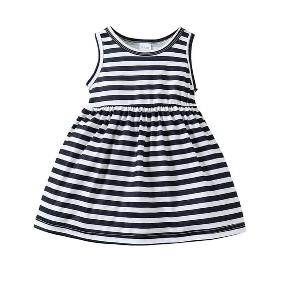 2T Baby Girls Dress Toddler Girls Summer Sleeveless Dress 3T Girls Stripe Sundress Black