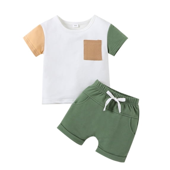 2T Boys Clothes Boys Outfits Baby Boy Clothes Toddler Summer Outfit Short Sleeve T-Shirt Tee Tops Joggers Casual Shorts 2Pcs Clothing Set White 12-18 Months