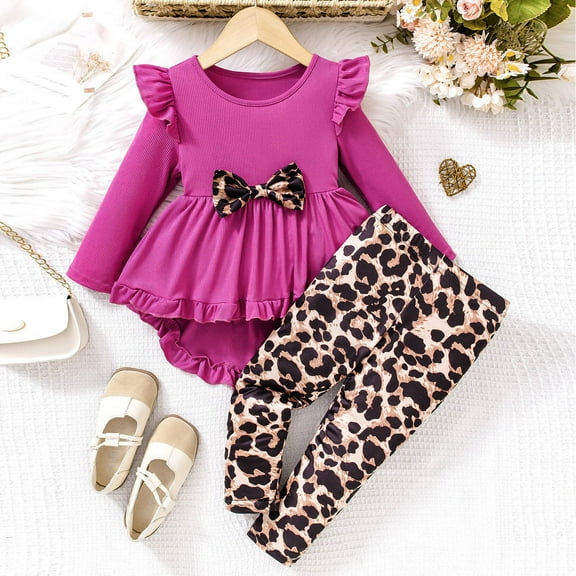 2T Girl Clothes Winter Toddler Baby Girl Clothes Fall Winter Outfits Infant Ruffle Long Sleeve Shirts Pants Cute Girls Clothing Set