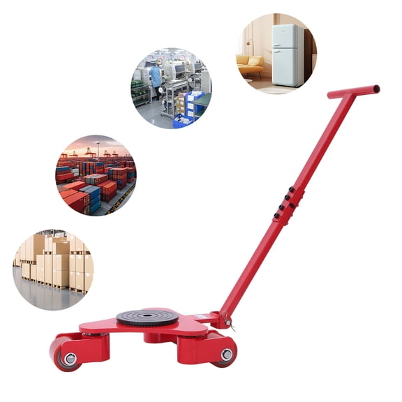 2T Industrial Machinery Skate Dolly, Machinery Mover for Warehouse and Workshop Red