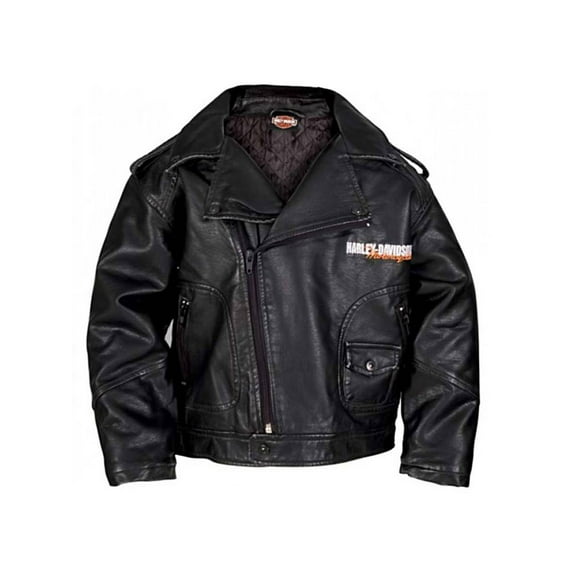 2T Little Boys' Upwing Eagle Biker Pleather Jacket Blk (2T) 0376074
