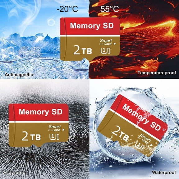 2T Micro SD Card Class 10 SDHC SDXC , UHS-I, C10, U3, V30, 4K, Large Capacity Full HD Memory Card Suitable For Smartphones, Cameras, Computers, Gaming And Other Android Devices 3-pack