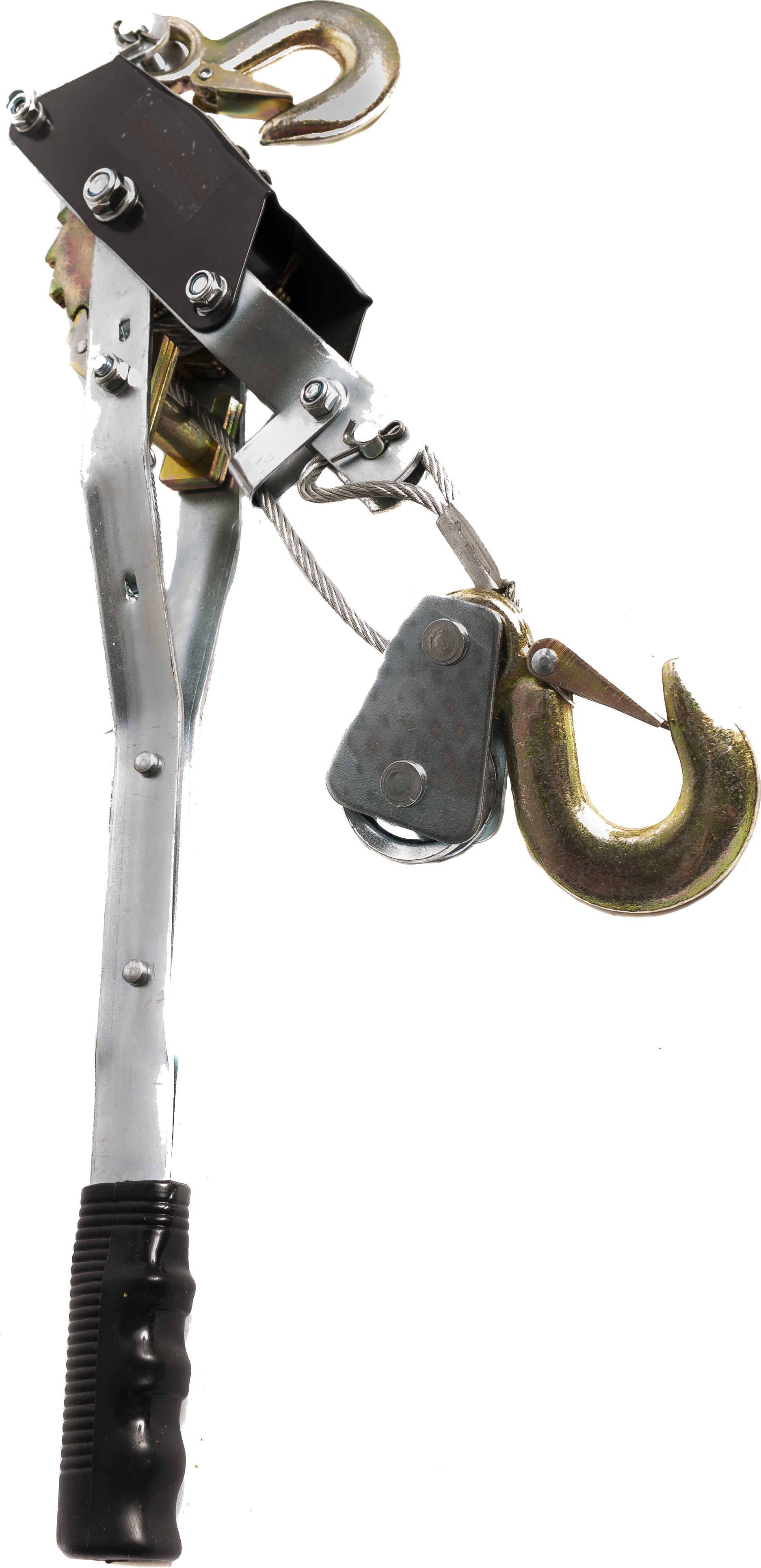 2T Mini Double Hook Wire Rope Dual Gear Come Along Ratchet Tightener