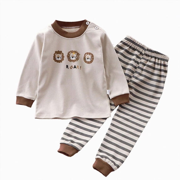 2T To 5T Toddler Boy Fall Winter Graphic Print Pajama Set Long Sleeve Top and Pants Casual Night Loungewear