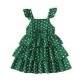 thumbnail image 1 of 2T Toddler Baby Girls Clothes Baby Girls Dress 2-3T Baby Girls Sleeveless Suspender Dress Layered Polka Dots Dress Green, 1 of 8