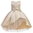 thumbnail image 1 of 2T Toddler Girls Wedding Princess Dress Party Dress Formal Pageant Dress 3T Toddler Girl Sleeveless Tube Top Design Embroidery Floral Tulle Layer Party Formal Pageant Dress Yellow, 1 of 8