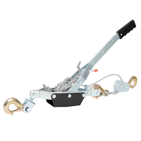 2T Winch Dual Gear Ratchet 3 Hooks 12FT Cable Hand Puller