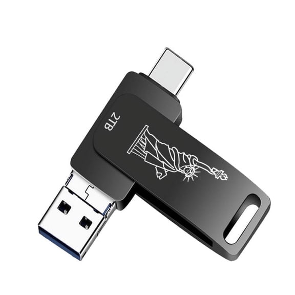 Dual USB Flash Drive,2TType C Thumb Drive  Memory Stick Drive,USB 3.0 OTG Pendrive for Android Mobile/Tablet/PC  Black-Tersanhong
