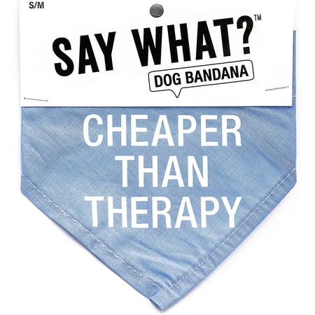 2TC Collection - Hello Pets “Cheaper than Therapy” Dog Bandana - Size Small or Medium Dogs - Gifts for Pet Lovers - Premium 100% Cotton - Durable - Hello Pets “Cheaper than Therapy” Dog Bandana