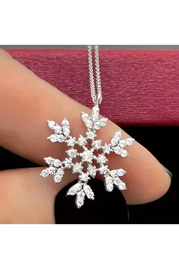 2TCW Round Lab Created Diamond 14k White Gold Plated Snowflake Pendant Necklace