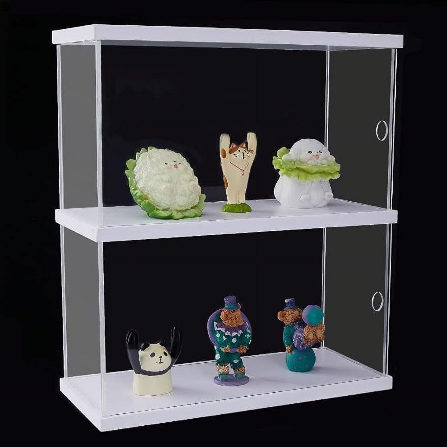 2Tier Clear Minifigures Display Case Transparent 2 Shelves Acrylic Shelf Simple Self Assembly Dustproof Showcase Small Collectibles Case