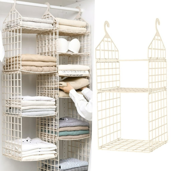 2Tier Closet Hanging Organizer, Hanging Closet Shelves, Hanging Organizer, Hanging Storage, Space - Saving Garment Storage Rack, Ideal for Bedroom Closet & Laundry Room Organization