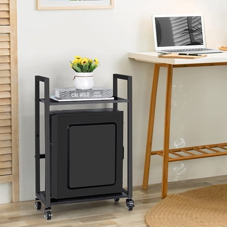 2Tier PC Stand Computer Tower Stand Rolling CPU Stand Under Desk for Office Home