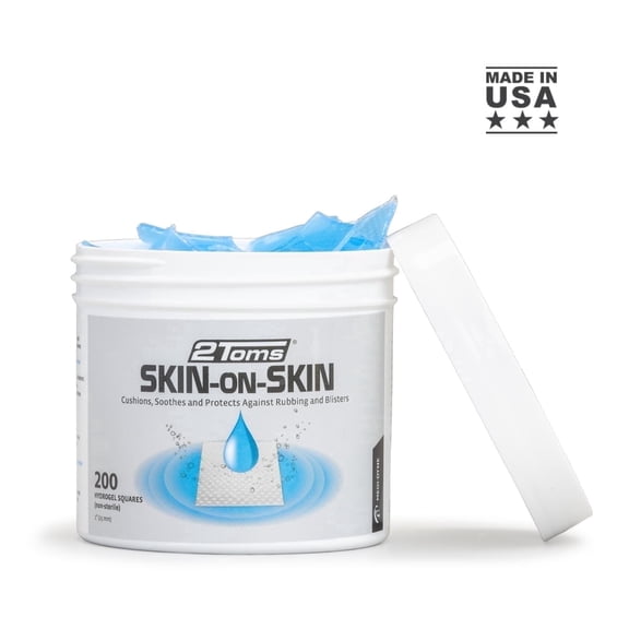 2Toms Skin-on-Skin Soothing Hydrogel Square Pads for Blisters and Skin Irritations, 200 1-Inch Squares