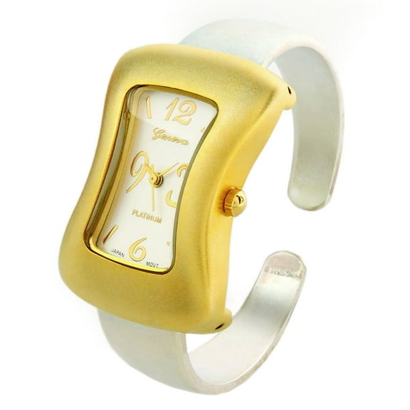 2Tone Melting Shape Case Small Size Women's Bangle Cuff Watch