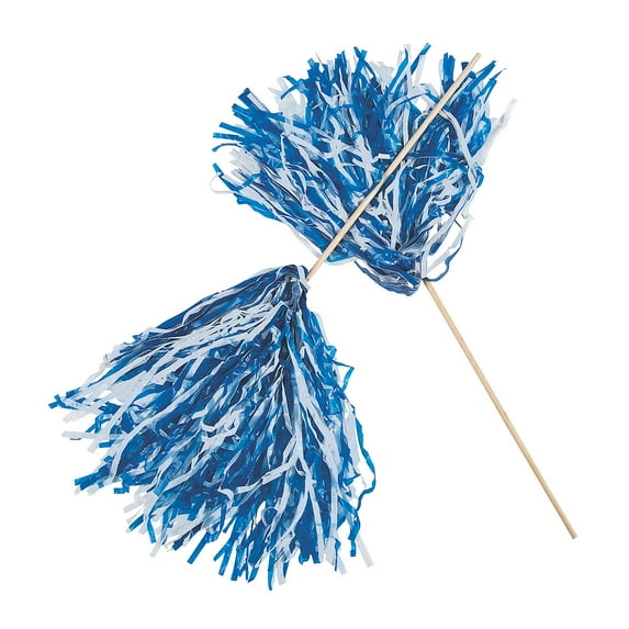 2Tone Spirit Pom-Ryl Bl/Wht - Party Favors - 24 Pieces