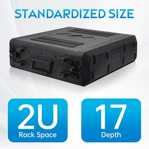 2U Rack Case 12" Deep with Microphone Compartments - Watertight, Dust Proof, Portable Flight Case for 19" Rack Mount Equipment