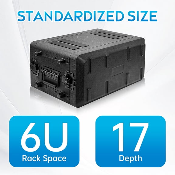 2U/4U/6U Shockproof Rack Case with Microphone Compartments - Watertight, Dust Proof, Portable HDPE Flight Case for 19" Rack Mount Equipment (Stackable, Easy Installation)