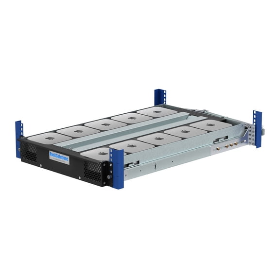 RackSolutions 2U HyperShelf for 10 Mac Mini M4 and M4 Pro (2024), Integrated Airflow, Cable Management, Extends for In-Rack Serviceability