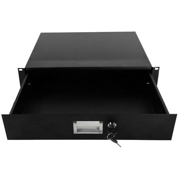 2U Rack Drawer DJ Locking Drawer with Key with Durable Material, Safety Design and Widely Application(Black)