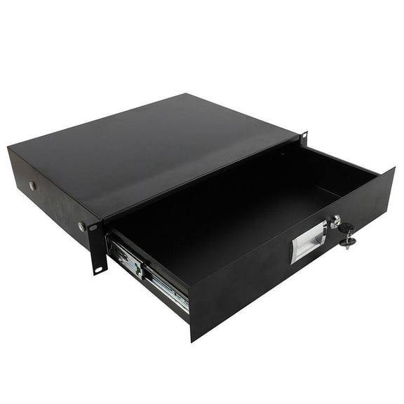 2U Rack Drawer,Rack Mount Drawer for 19in Network Equipment/Server/AV Rack or Cabinet Enclosure,Sliding and Lockable Server Rack Drawer - Load-Bearing 44lb (Black)