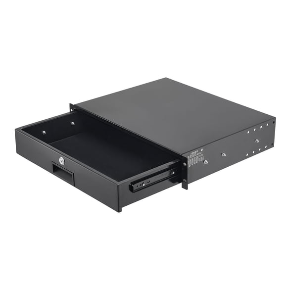 2U Rack Mount Drawer 50 lbs Load Bearing Lockable Server Cabinet Sliding Drawer with Lock Cable Management 19 in AV Rack