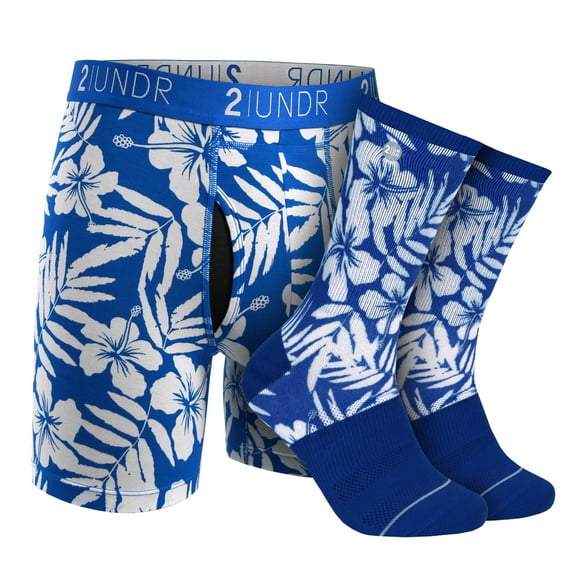2UNDR Men's Swing Shift Boxer Brief- Groove Sock Pack (Maui, Large)