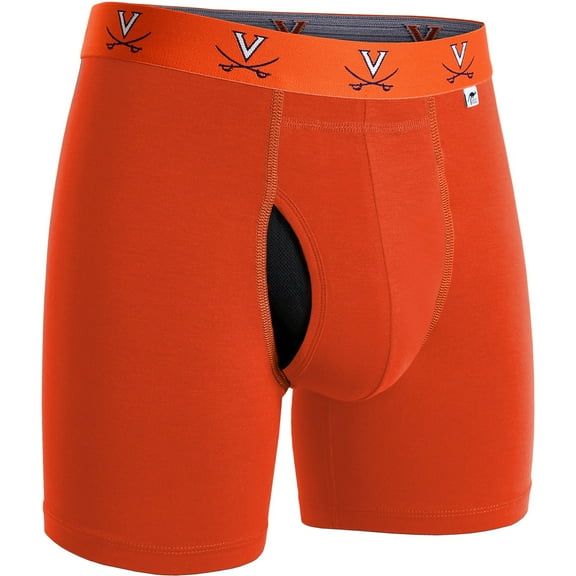 2UNDR NCAA Team Colors Men's Swing Shift Boxers (Uva Orange, Large)