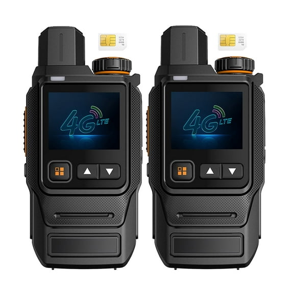 2Units Global Walkie Talkies Unlimited Range Nationwide PTT 4G LTE PoC Two Way Radios Long Range - 5000mAh Type-C Battery with SIM Cards