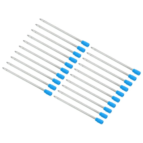 Uxcell 3mm Pen Ink Refills, 20Pcs Ballpoint Refill Medium Point Metal Compatible Replacement for Writing Office, Blue