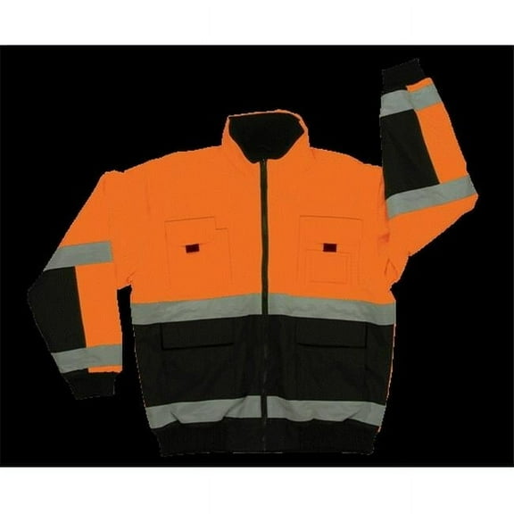 2W 330C-3 5XL Class 3 Reversible Bomber Jacket - Black & Orange- 5 Extra Large