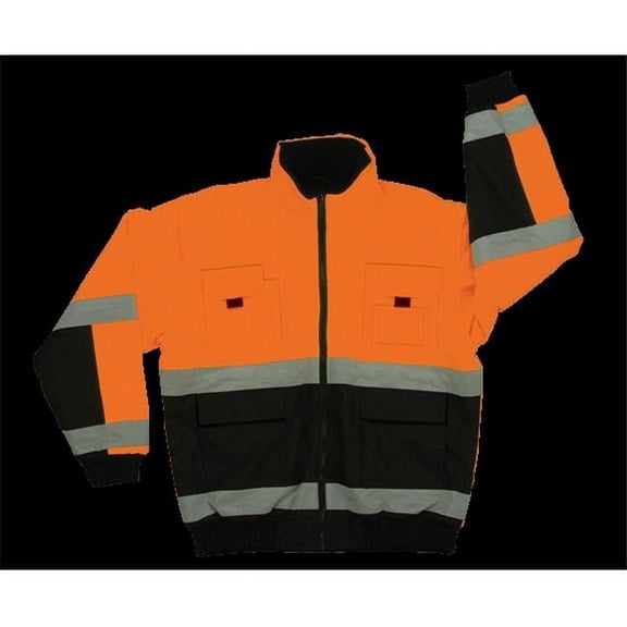 2W 330C-3 S Class 3 Reversible Bomber Jacket - Black & Orange- Small