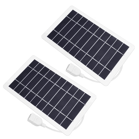 5V 5W USB Solar Panel Charger Portable Monocrystalline Silicon Solar Panel Weather-Resistant Solar Charger for Cell Phone, Camera, USB Fans, Perfect for Camping, Hiking, Outdoor Travel (White, 2 PCS)