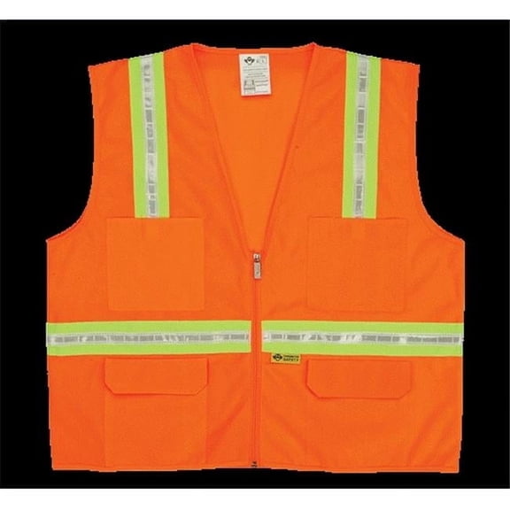 2W 8038-A 5XL Multi-Pocket Surveyor Vest - Orange- 5 Extra Large