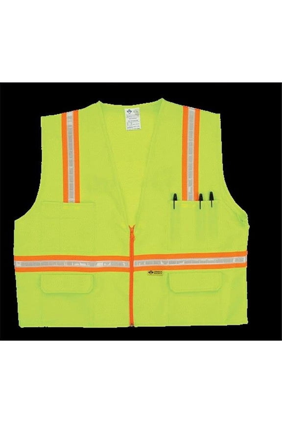 8048-A 5XL Multi-Pocket Surveyor Vest - Lime- 5 Extra Large