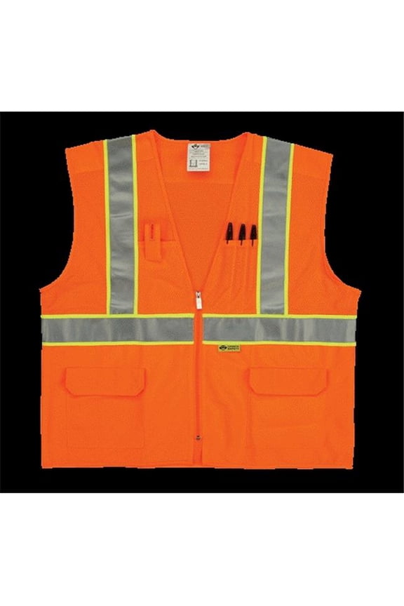 Class 2 Mesh And Solid- Ansi Vest - Orange- XX-Large