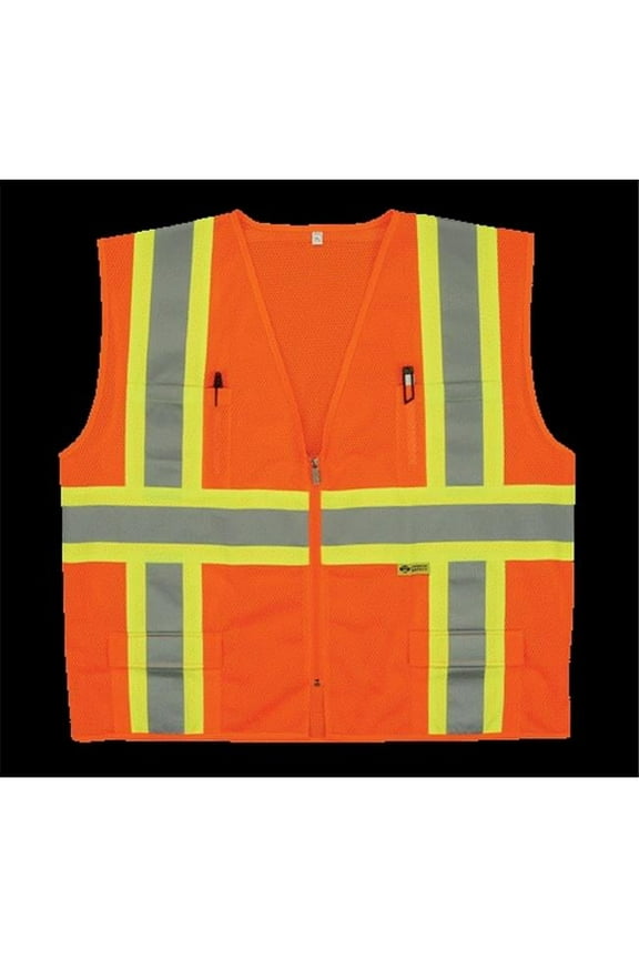 Class 2 Mesh Multi-Pocket Vest - Orange- XX-Large