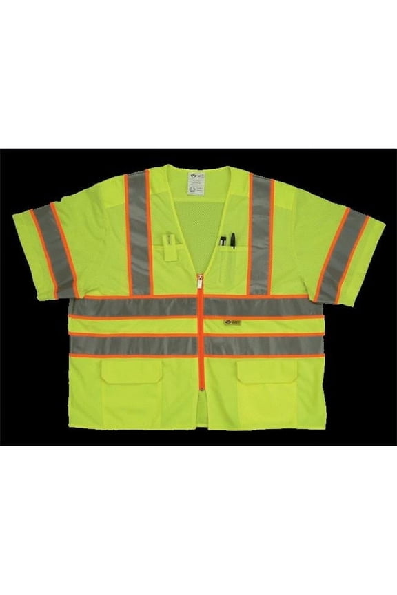 Class 3 Mesh And Solid- Ansi Vest - Lime- Extra Large