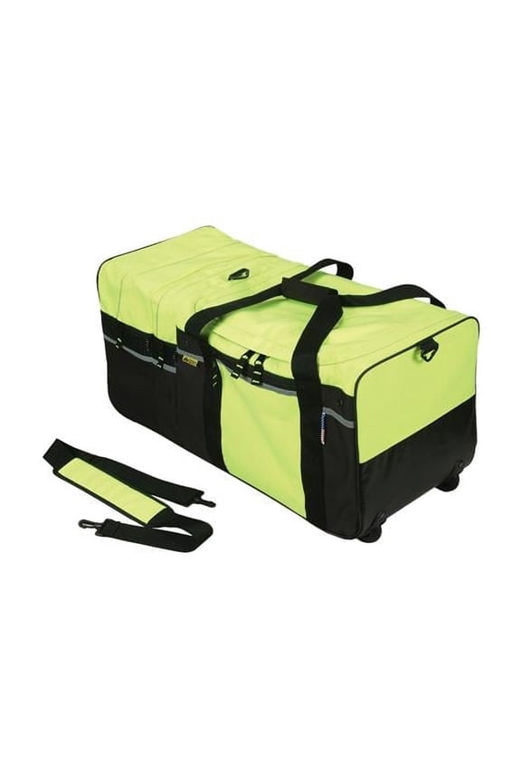 Intern. (1) Large Wheeled Turnout Gear Bag Hi Vis Heavy Duty 32"(W)X15"(D)X15"(H)