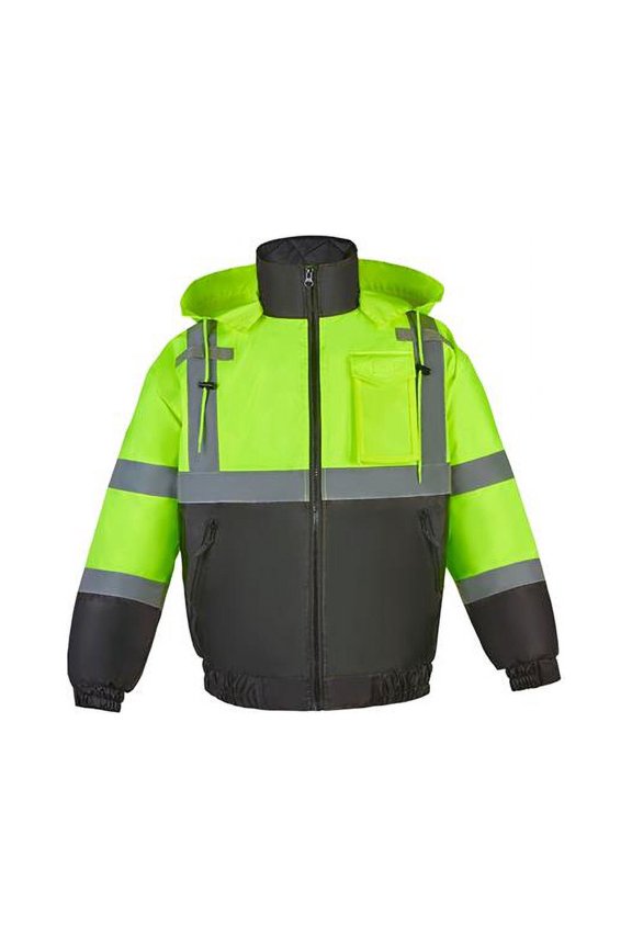 International 250C-3 2XL Hi-Viz Class 3 Light Weight Bomber Jacket, Lime - 2XL