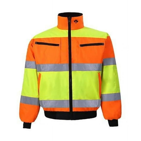 2W International 300C-3 S High-Viz Class 3 Reversible Jacket, Lime & Orange - Small
