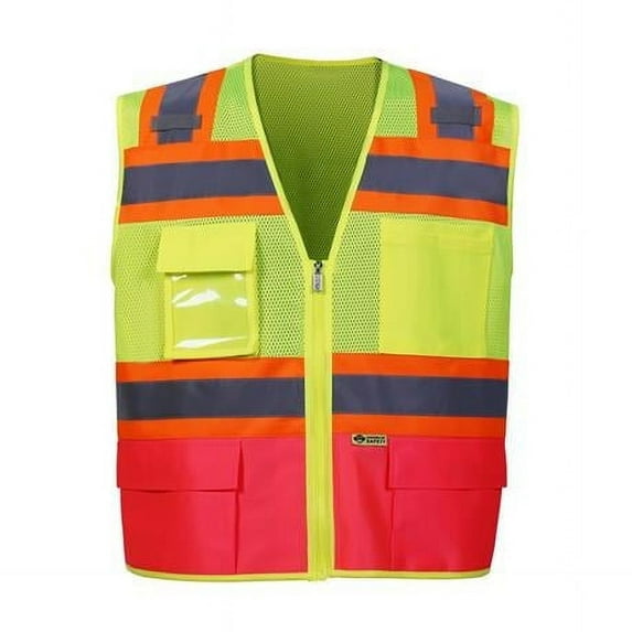 2W International 570PKC-2 3XL Class 2 Contrast Two Tone Vest with Trim, Pink - 3XL