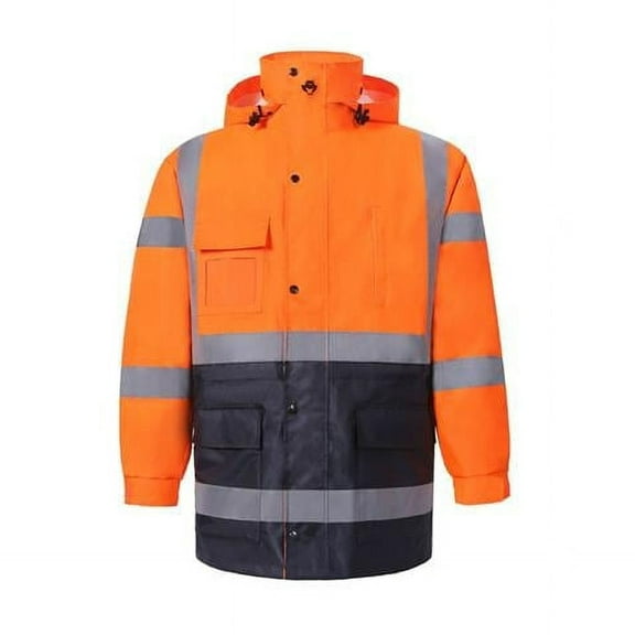 2W International 733C-3 S High-Viz Class 3 Rain Parka, Orange - Small