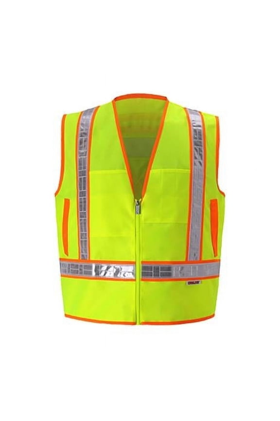 International 8048OC-2 4XL Class 2 Zipper Front Oralite High-Viz Vest, Lime - 4XL